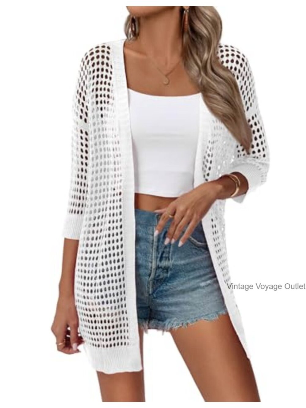 Zeagoo Crochet Cardigan Boho Kimono Oversized Sweater Top